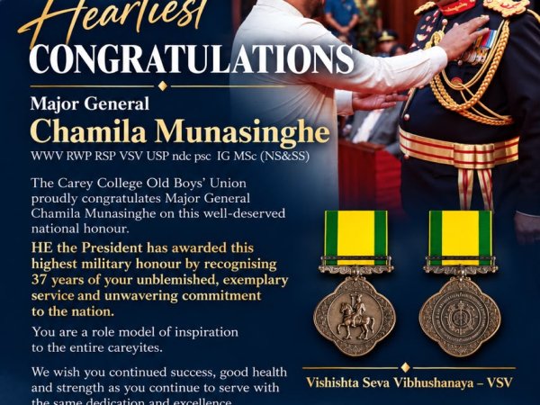 Congratulations To Major General Chamila Munasinghe