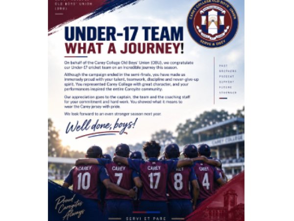Thank you Carey Under 17 Cricket Team